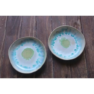 ふるさと納税 与論町 あーどぅる焼き 丸皿2枚セット[サンゴ釉(白)]同色2枚