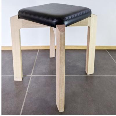 ふるさと納税 三芳町 木製スツール 木部ホワイト×座面フェイクレザーブラック