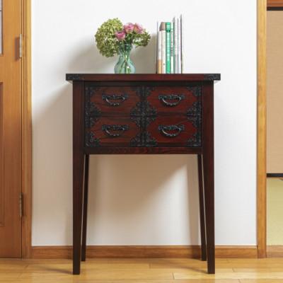 ふるさと納税 利府町 仙台箪笥 四ツ抽コンソール85 拭き漆塗り (お申込書返送後1ヶ月〜4ヶ月以内でお届け)