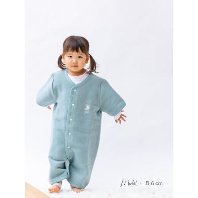 ふるさと納税 泉大津市 綿毛布 半袖スリーパー (Lサイズ) アッシュグリーン、2way仕様で暖か 毛布の町(泉大津産)