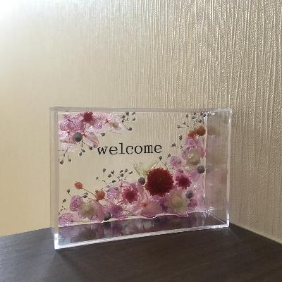 ふるさと納税 田原本町 ハーバリウムウェルカムプレート(ピンク)