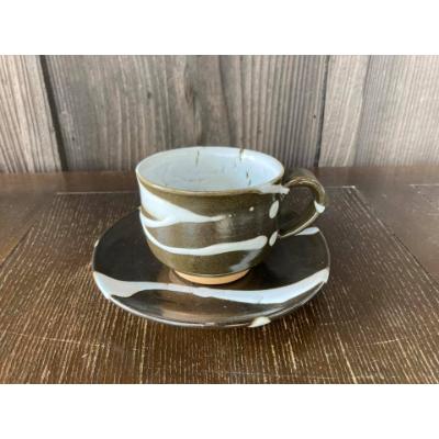 ふるさと納税 大津市 龍爪梅花皮 カップ&amp;ソーサー 黒