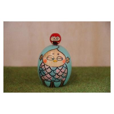 ふるさと納税 吉岡町 [こけしげのコケシ]縁起だるまと妖怪アマビエ(水色)