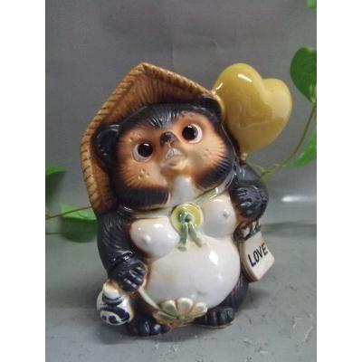 ふるさと納税 甲賀市 [信楽焼]金運招福ハート狸 置物 たぬき nta-002