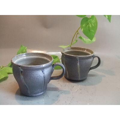 ふるさと納税 甲賀市 [信楽焼] 銀彩マグカップ2個ペアセット nwu-001