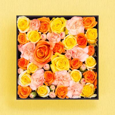 ふるさと納税 小田原市 BOXアレンジメント イエロー/オレンジ系 16cm