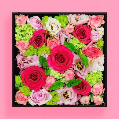 ふるさと納税 小田原市 BOXアレンジメント ピンク系 21cm