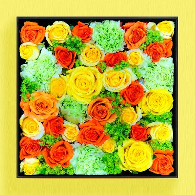 ふるさと納税 小田原市 BOXアレンジメント イエロー/オレンジ系 21cm