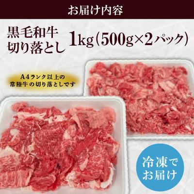 ふるさと納税 牛久市 【常陸牛】A4ランク以上!切り落とし1kg(500g×2パック)　茨城共通返礼品 |  | 01