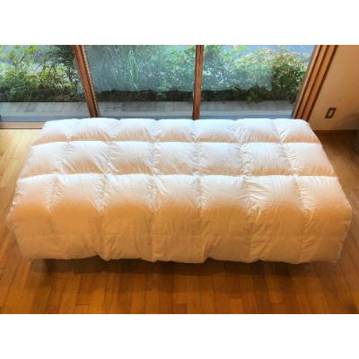 ふるさと納税 柏原市 体格のよい方向け 縦横に大きく仕立てた羽毛ふとん+和晒しガーゼで作ったカバー(アイボリー)のセット