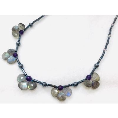 ふるさと納税 小山市 天然石ラブラドライトのフリルネックレス