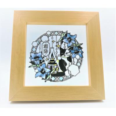 ふるさと納税 川越市 KOEDO川越硝子「切り絵ガラスアート」M(霜降)