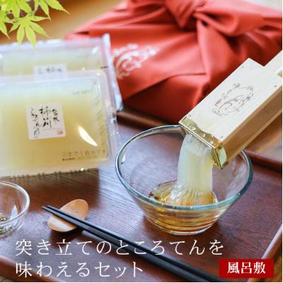 ふるさと納税 清水町 柿田川名水ところてん(6人前) 風呂敷包み ミニ突き棒付き