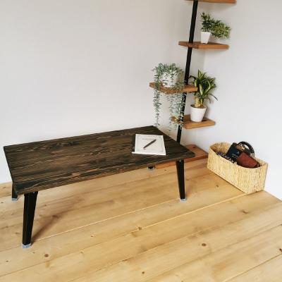 ふるさと納税 守口市 無垢材 折りたたみローテーブル ダークブラウン( 圧着タイプ )天然木 テーブル 机