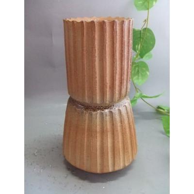 ふるさと納税 甲賀市 [信楽焼]鼓カット手づくり花入れ 花入 花器 花瓶 nha-011