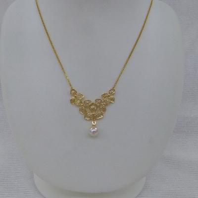 ふるさと納税 鳥羽市 伊勢志摩あこや本真珠ネックレスあじさい(5つ花びら)G 15-11