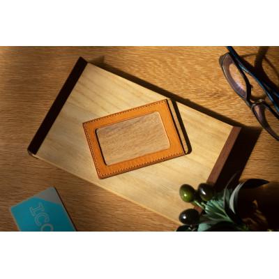 ふるさと納税 箕輪町 [木×革]パスケース ナラ×キャメル色