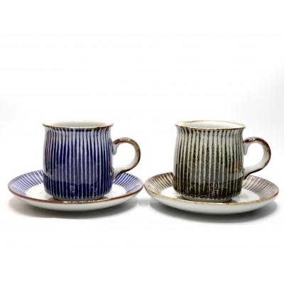 ふるさと納税 菰野町 三重県菰野町 萬古焼 絵付 十草、サビ十草 モーニングマグカップ&amp;ソーサー2客セット