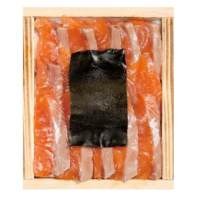 ふるさと納税 小浜市 小浜で育ったトロ並みの脂のふくいサーモンの旨味を凝縮した昆布締め 孫兵衛の女将がお勧めする逸品