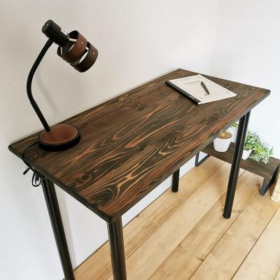 ふるさと納税 守口市 無垢材 デスク 90cm×45cm ダークブラウン 工具不要 組立 簡単 最短5分 子供部屋 机