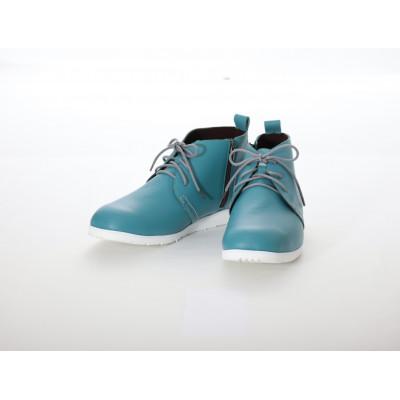 ふるさと納税 忠岡町 履き心地にこだわった本革ハイカットレザースニーカー23.0cmターコイズブルー