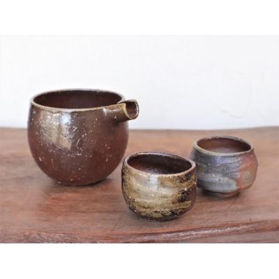 ふるさと納税 上島町 備前焼 酒器セット・酒器とぐい呑み2個(一点もの) st-011