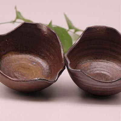 ふるさと納税 備前市 備前焼花形小鉢2個セット(登り窯)