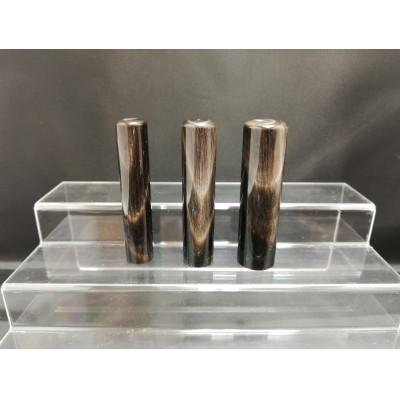 ふるさと納税 富士川町 染め無し天然黒水牛印鑑　3本セット(12mm、13.5mm、16.5mm)牛モミケース・別珍ケース付 |  | 01