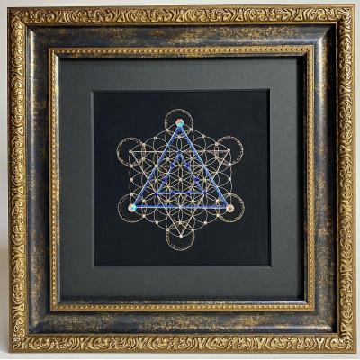 ふるさと納税 小諸市 神聖幾何学フラワーオブライフ「星型二重四面体」ブルーR4-5-20角