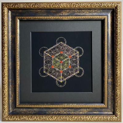 ふるさと納税 小諸市 神聖幾何学フラワーオブライフ「2つの立方体」オレンジR4-7-20角