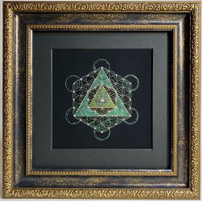 ふるさと納税 小諸市 神聖幾何学フラワーオブライフ「2つの正八面体」グリーンR4-9-20角