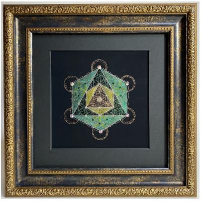 ふるさと納税 小諸市 神聖幾何学フラワーオブライフ「2つの正八面体」ゴールドR4-10-20角