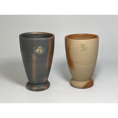 ふるさと納税 備前市 備前焼 台付ビアマグペア(青・赤)