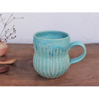 ふるさと納税 上島町 トルコブルーのコーヒーカップ(鎬) yc-044