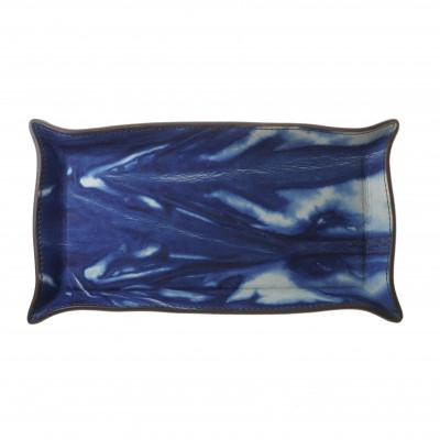 ふるさと納税 福山市 藍染めレザーのトレイ 一貫製造 レセプシオン/薄藍[福山レザー]