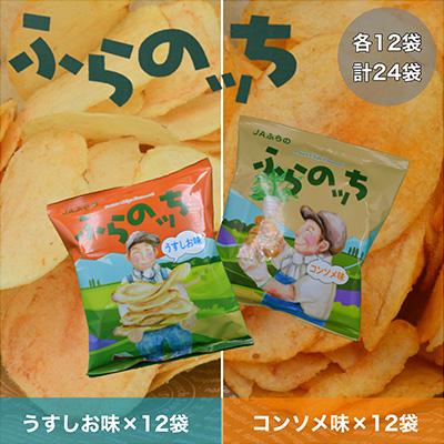 ふるさと納税 南富良野町 北海道ふらの産 ポテトチップス ふらのっち[うすしお味・コンソメ味 各12袋]計24袋