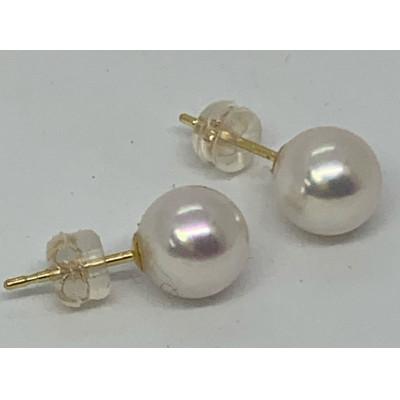 ふるさと納税 鳥羽市 三重県産あこや真珠8.0mm真珠 K18ピアス 90-03