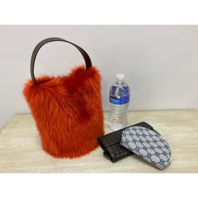ふるさと納税 橋本市 OKADA TEXTILE バケツ型 エコファーバッグ レッド_2
