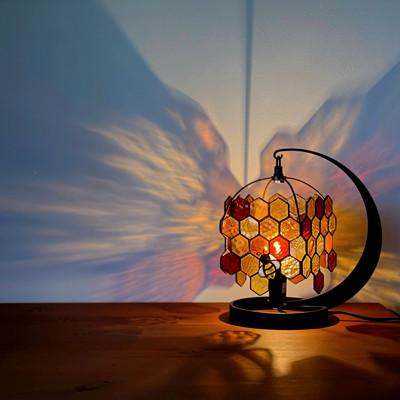 ふるさと納税 瀬戸市 ステンドグラスのテーブルランプ ミツバチプレミアム アンバー