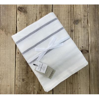 ふるさと納税 泉大津市 オーガニックコットン タオルシーツ シングル145×230cm ボーダー グレー