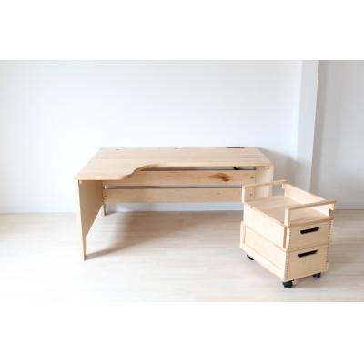 ふるさと納税 大川市 九州デザイナー学院と共同開発したデスクでの使い勝手を考えたオルデスク・ワゴンセット(ハードメープル)