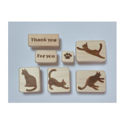 ふるさと納税 小山市 ネコ&amp;文字の消しゴムはんこセット(7個入り)