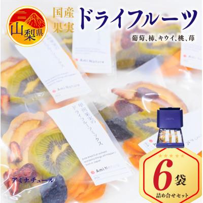 ふるさと納税 笛吹市 色鮮やかに果物を楽しむ!ドライフルーツ国産果実5種詰め合せ6袋入り[砂糖・保存料不使用]