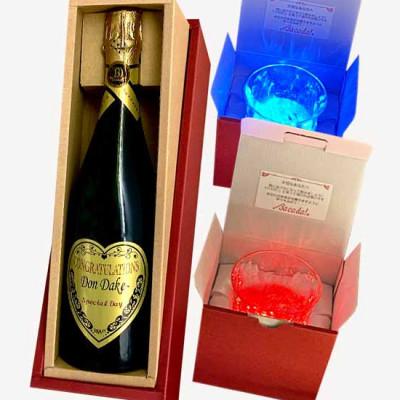 ふるさと納税 別府市 スパークリングワインDonDake〜ゴールド1本&amp;光るグラスBacada!ぺアのセット