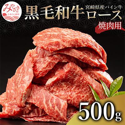 ふるさと納税 宮崎市 宮崎県産黒毛和牛 パイン牛ロース焼肉用500g