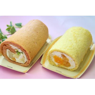 ふるさと納税 笛吹市 黄美娘&amp;白桃ロールケーキ(17cm×2個)