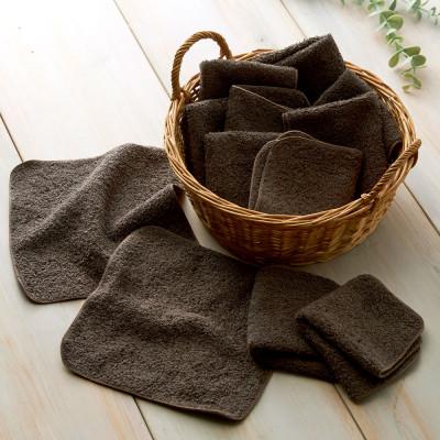 ふるさと納税 泉南市 ●ホテルスタイル タオルハンカチ ダークブラウン 12枚セット