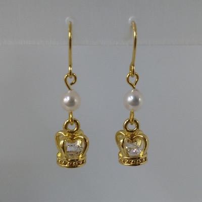 ふるさと納税 鳥羽市 伊勢志摩あこや本真珠ピアス(カプセルパール)AクラウンG 15-09