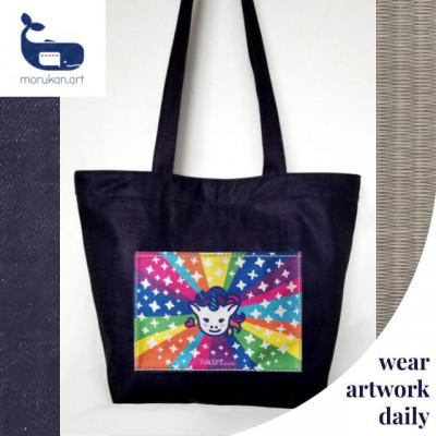 ふるさと納税 亀岡市 日本製デニムトートバッグ ベビーユニコーン(ブルー)1