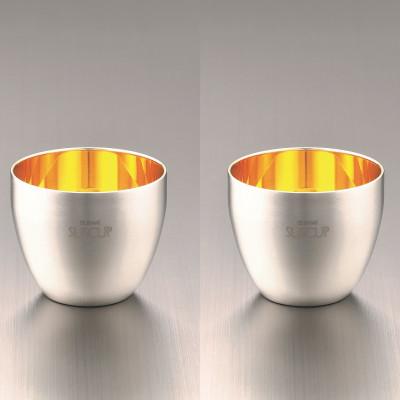 ふるさと納税 燕市 メイド・イン・ツバメ 18-8ステンレス二重構造さくらぐい呑みペア 内面24金メッキ